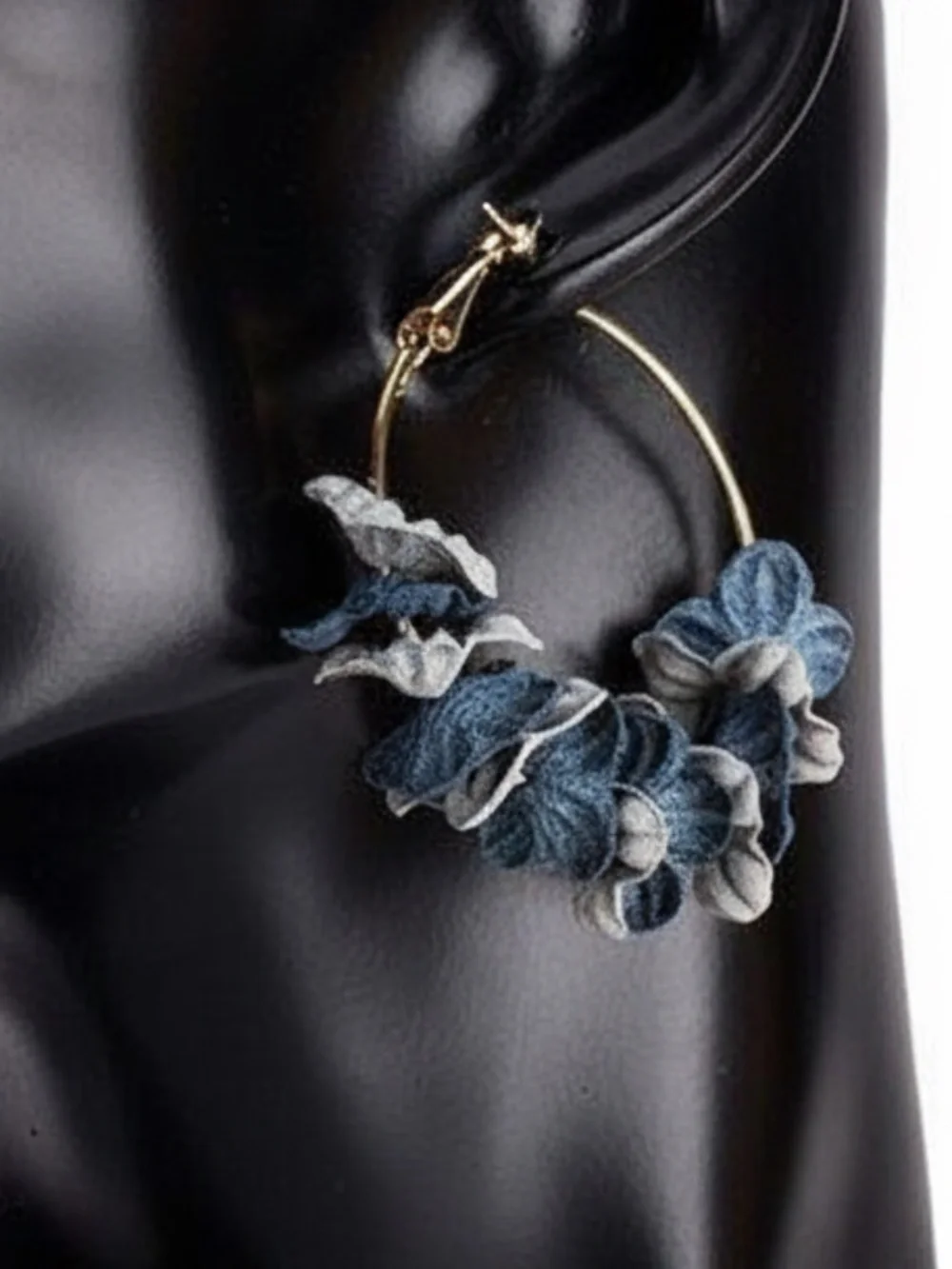 Womens Flower Gold Hoop Earrings